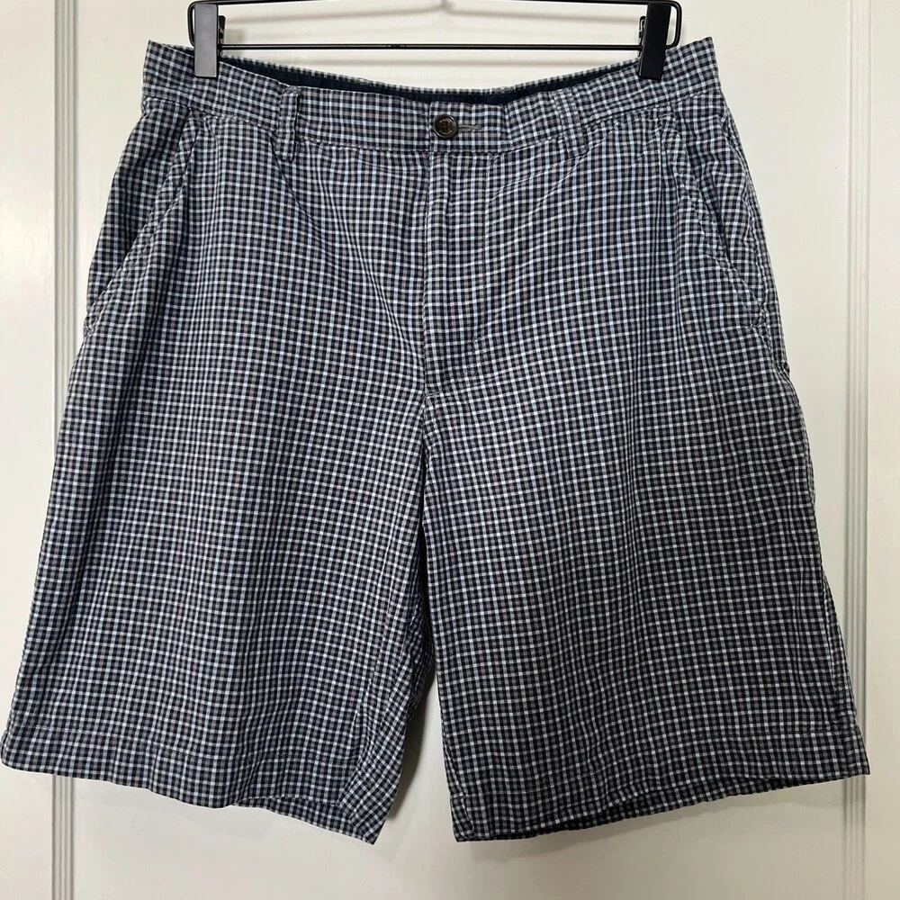 Banana Republic Men's Navy Blue Checkered Shorts 100% Cotton Size 34